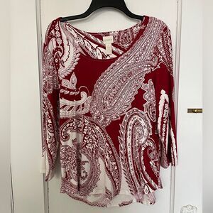 NWT Chicos tunic, red and white, size 1 (small, 8-10)